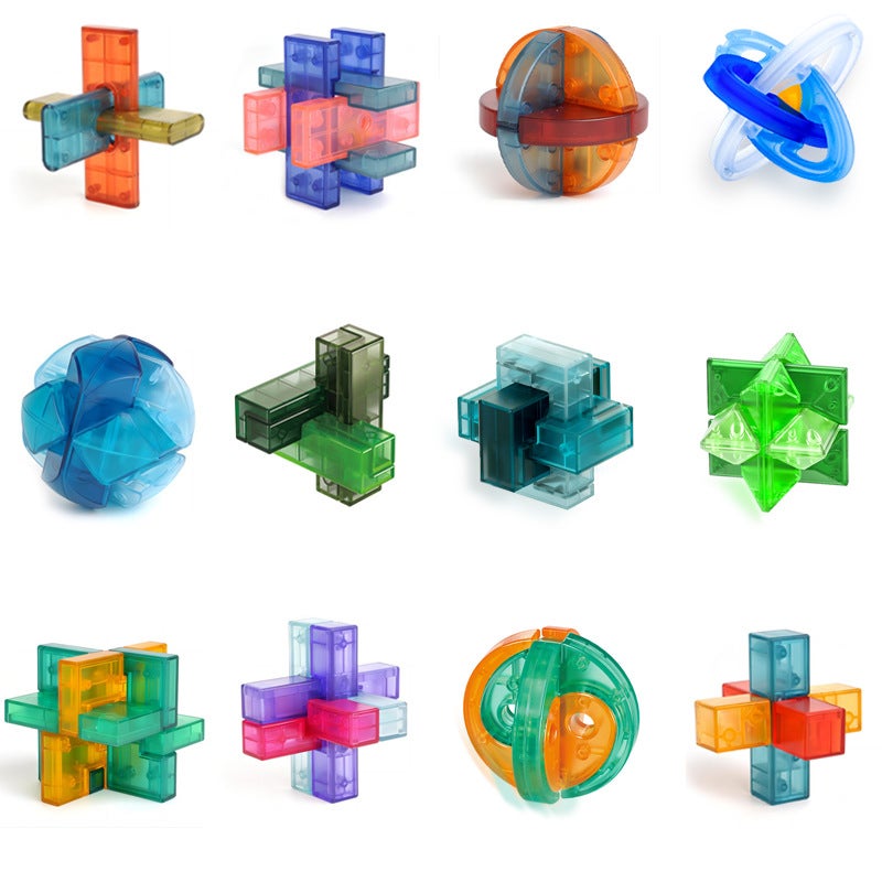 New National Tide Kongming Lock Coloured Glaze Color Luban Lock Children'S Development Intelligence Early Education Educational Unlocking Toy - Image 2